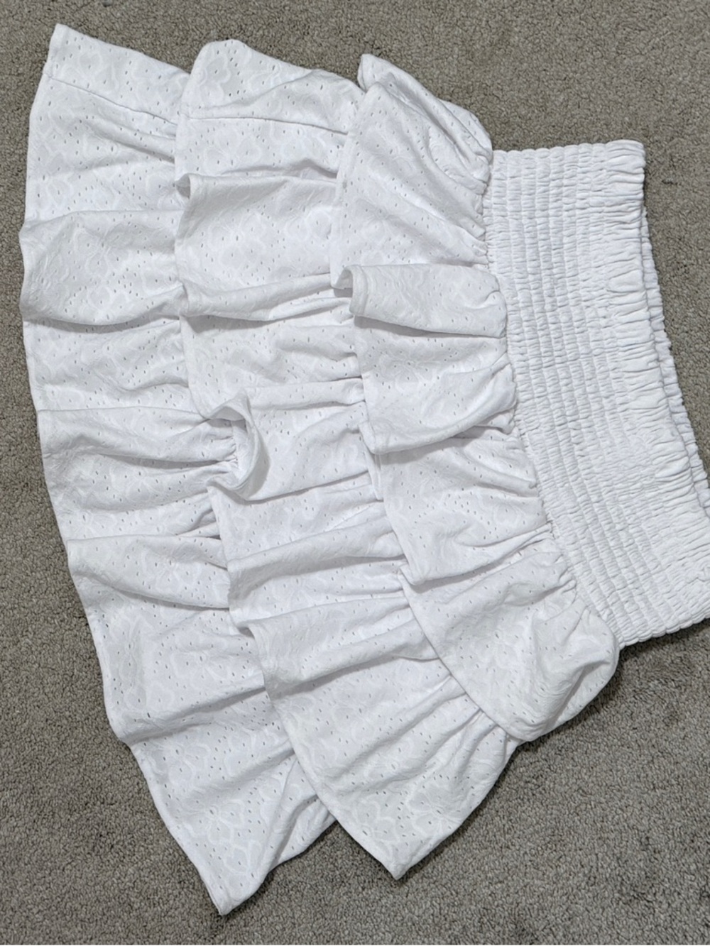 Michael Kors White Eyelet Ruffle Tiered Skirt Small Boho Summer - Picture 4 of 4